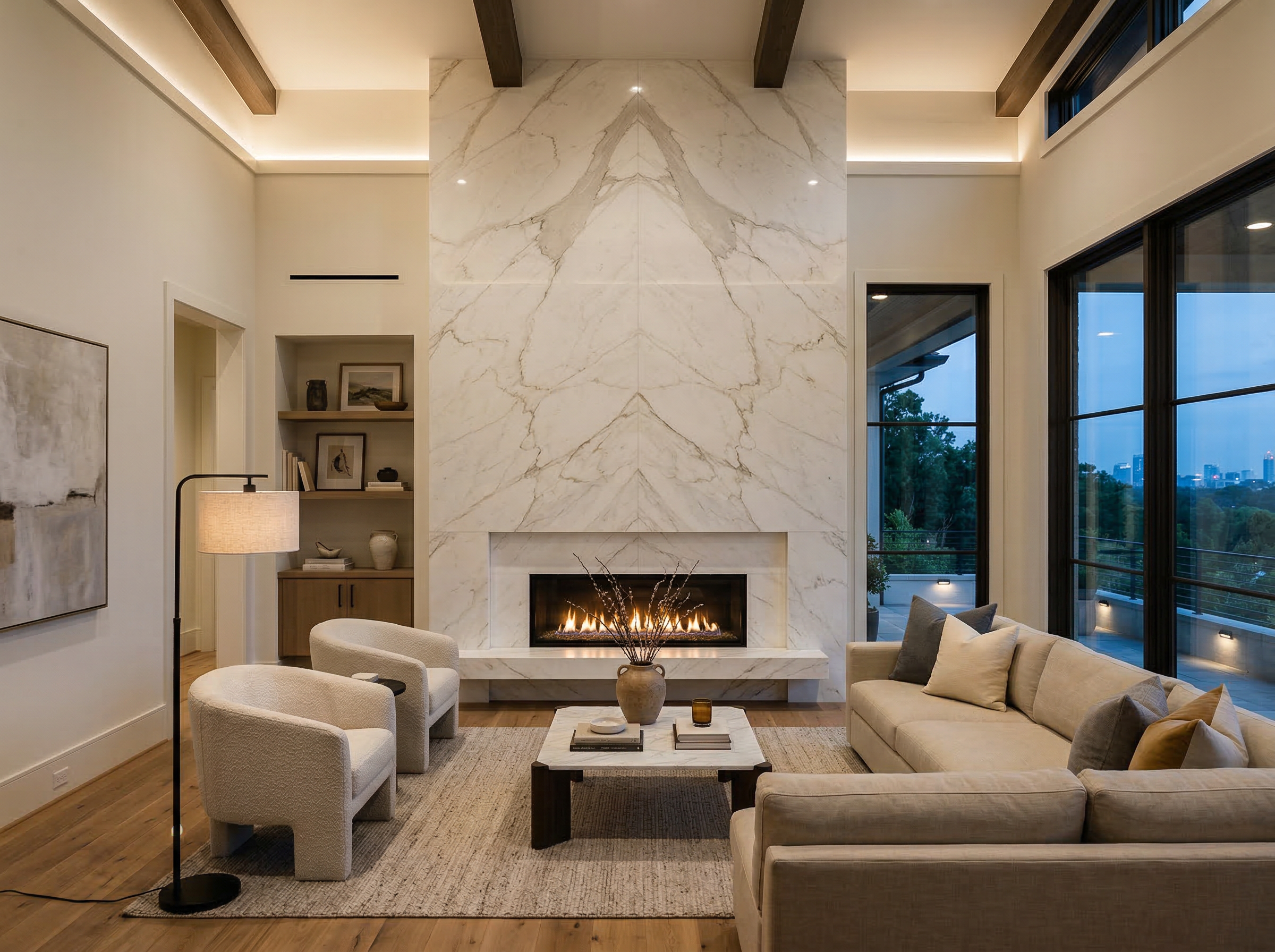 Marble fireplace surround Charlotte home