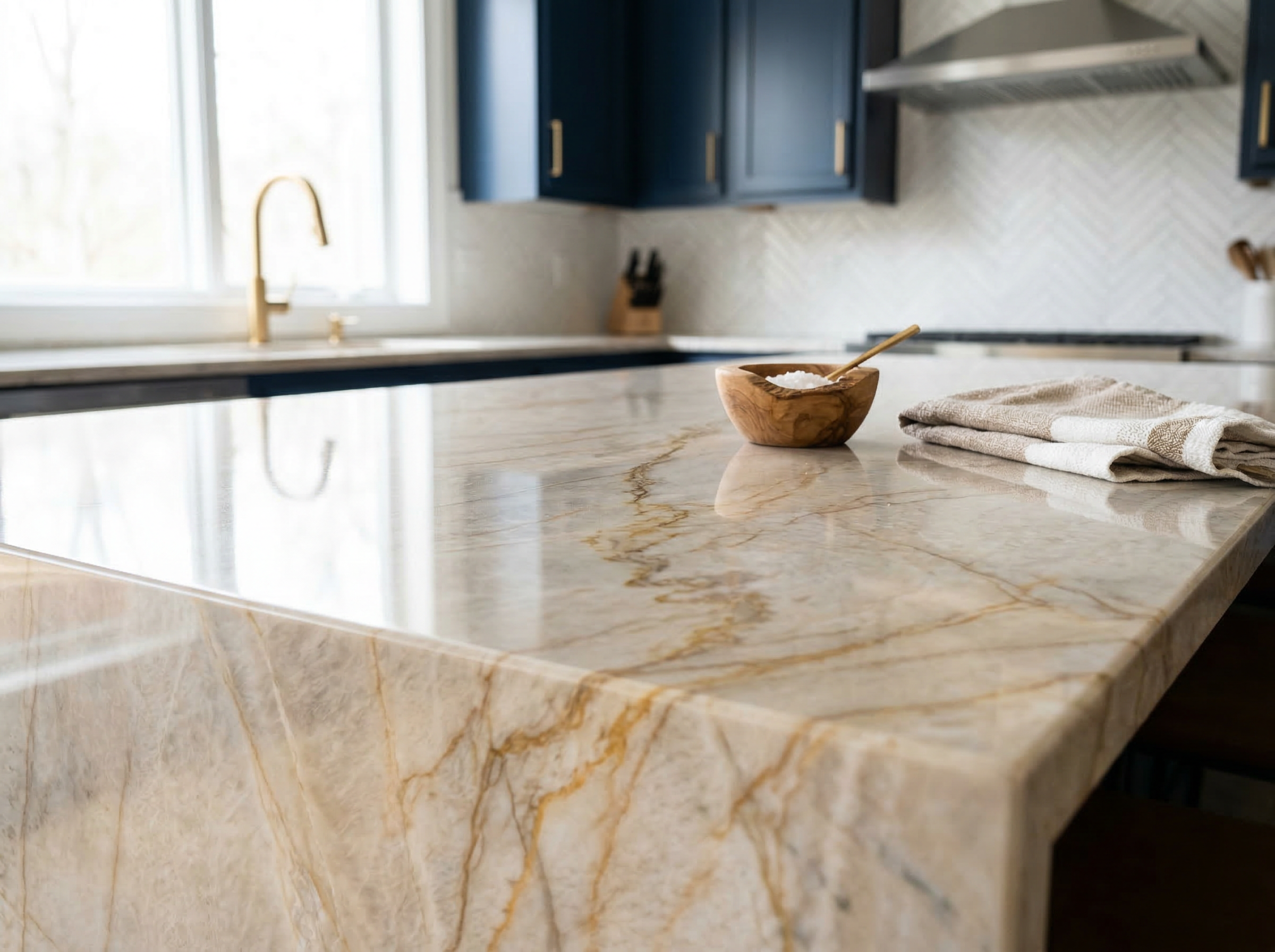 Popular quartzite slab Charlotte fabrication