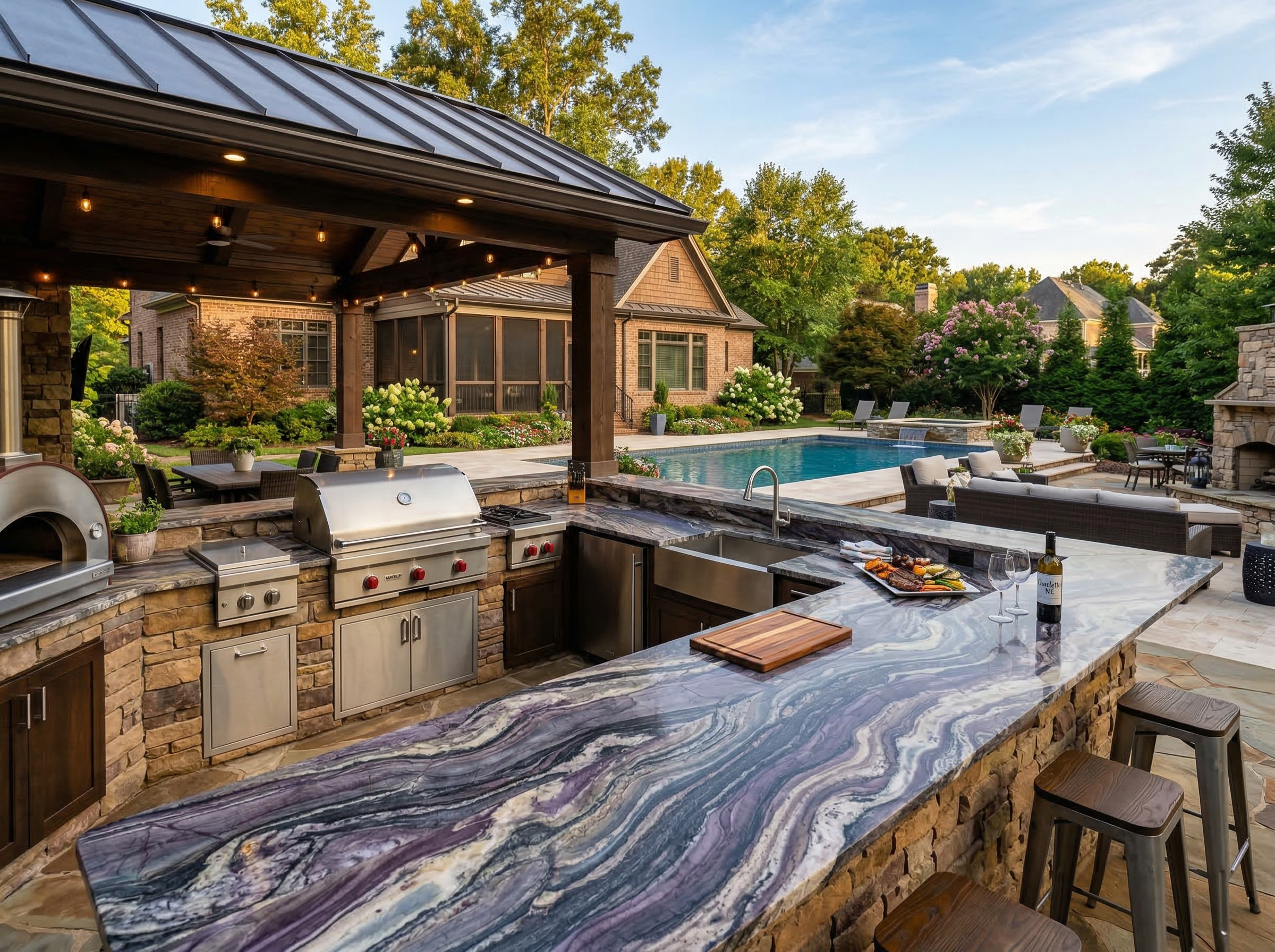 Quartzite outdoor kitchen countertop